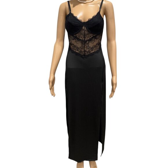 Shein Split Thigh Bustier Lace Maxi Dress, size medium - Picture 1 of 15